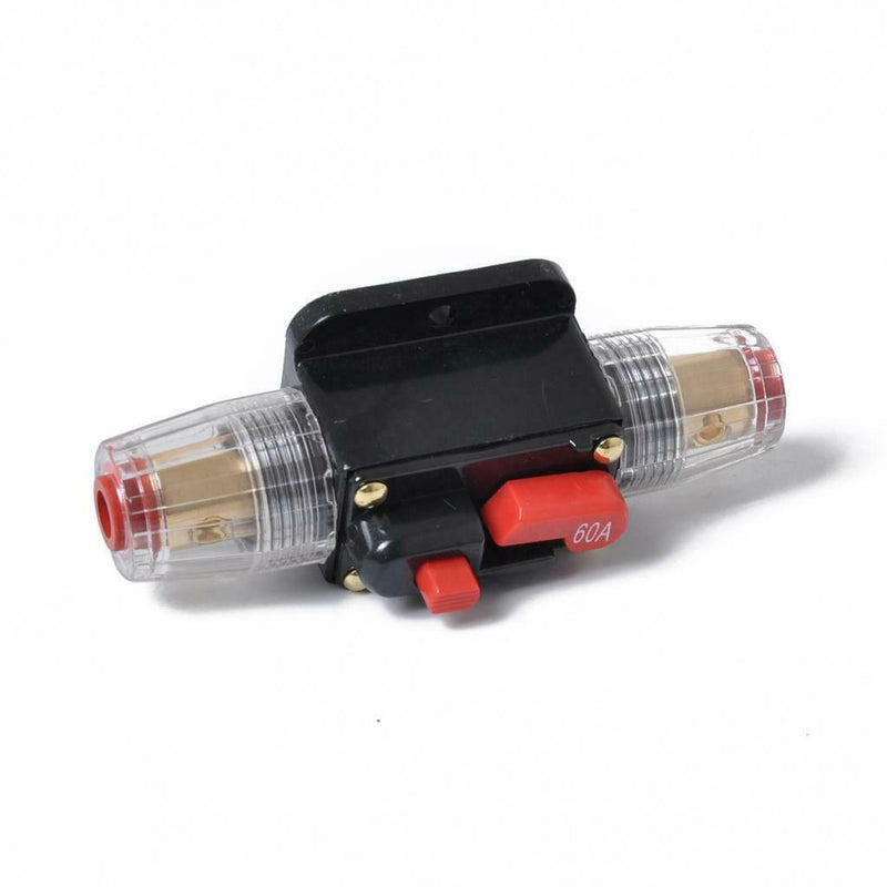 60A InLine DC Circuit Breaker Manual Reset Stereo/Audio Car/RV Fuse Holder