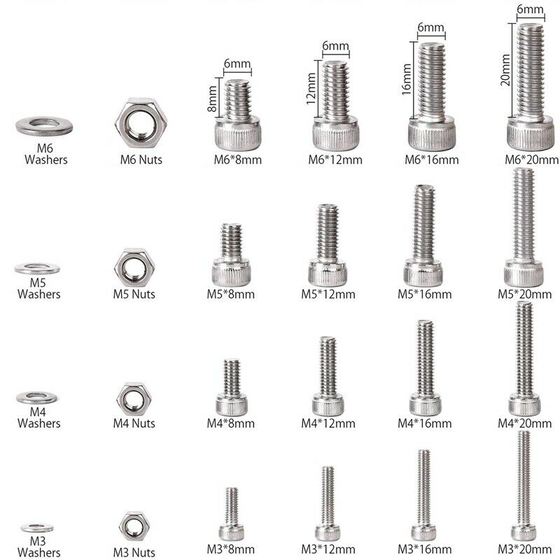 304 Stainless Steel Screws and Nuts M3 M4 M5 M6 Hex Socket Head Cap Screws  T2D7