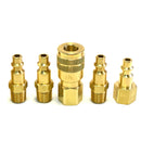 5pcs Solid Brass Coupler Set Air Hose Connector Fitting 1/4 NPT Tools Plug MO