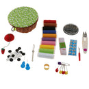 Portable Sewing Kit with Flower Parrten Basket Random Color Sewing Supplies