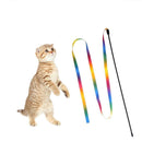 Rainbow Cloth Ribbon Tease Cats Rod Pets Kitten Interactive Scratching Toys A