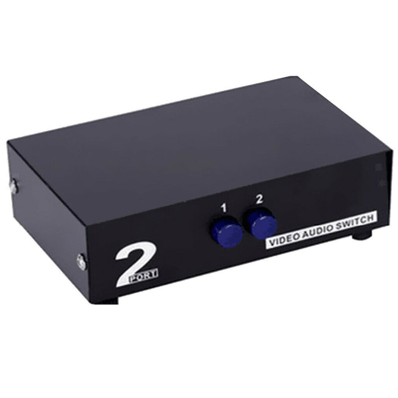 2 Pairs 2-Way AV Switch RCA Switcher 2 In 1 Out Composite Video L/R Audio