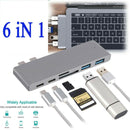 6 in1 Type C Hub To HDMI RJ45 USB 3.0 Adapter 4K Dock PD Charging For MacBook