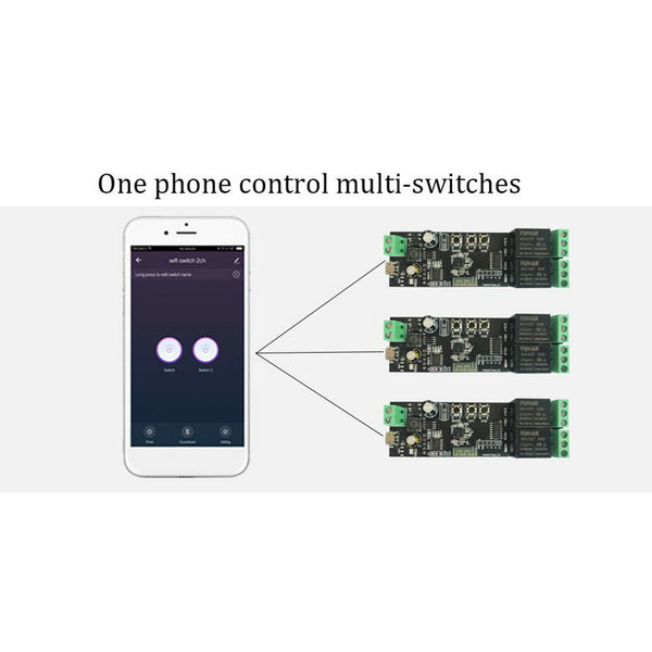 2 Channel WiFi Relay Inching Relay Self-Lock Switch Module APP Control