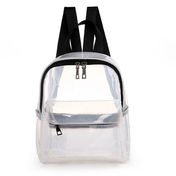 Clear Transparent Women Backpacks Jelly Teenage Girl Boys Schoolbag (White)