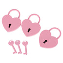 3 Pcs Mini Metal Heart Shape Padlock Lock with Key for Jewelry Diary Door