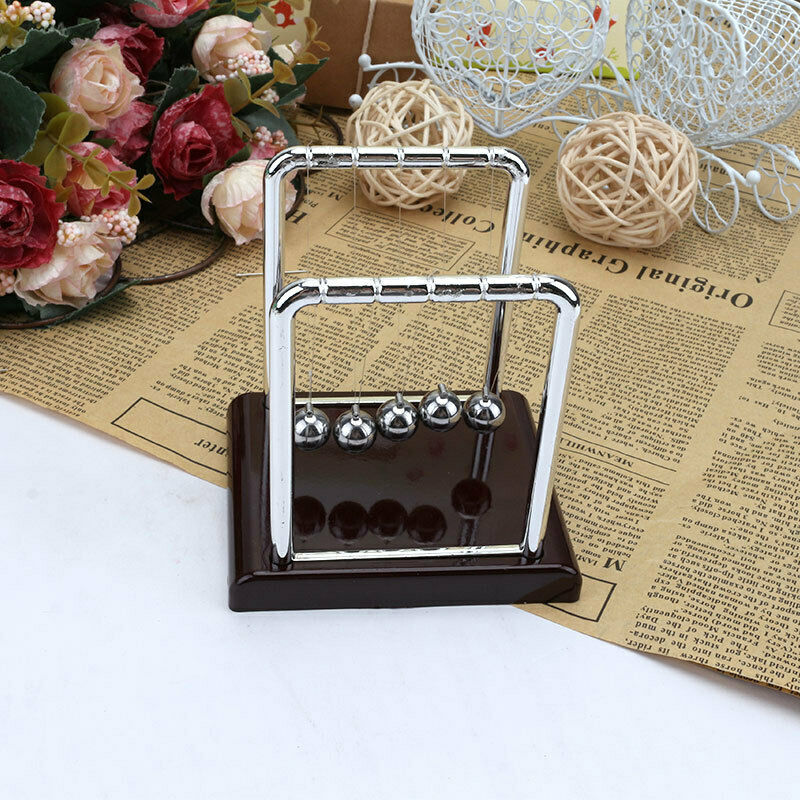 Newtons Cradle Steel Balance Balls Physics Science Pendulum Desk Accesso DHG