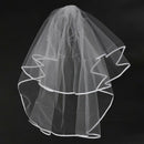 Elegant 2T White Wedding Bridal Elbow Satin Edge Veil With Comb I1N5
