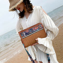 Boho Rattan Bag Straw Beach Bag Women Ethnic Shoulder Bag With Colorful Str