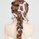 Ladies Cherry Design Bow Decor Metal Alligator Hair Clip Barrette Red W8R5