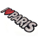 Embroidered Iron On Patches For Clothes Brand I Love PARIS Sequins Deal ES