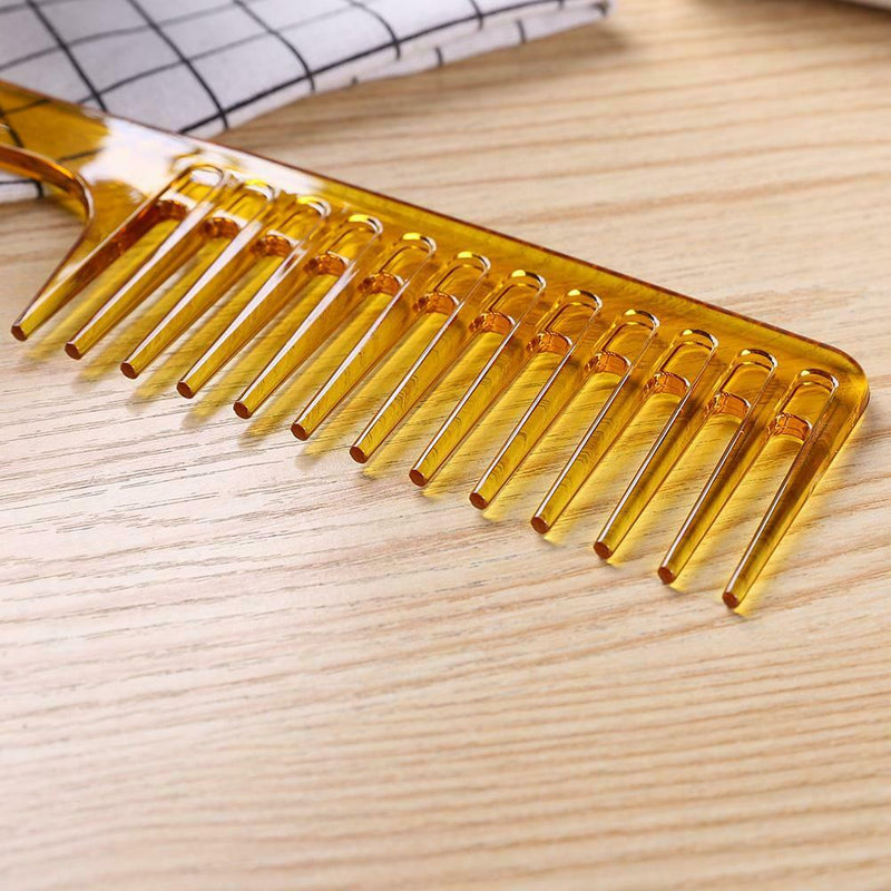 Wide Tooth Plastic Handle Hair Comb Anti-Static Hairdressing Combs (Yellow)