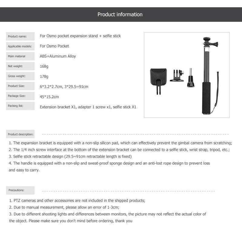 Expansion Bracket with Adapter Thumb Screw Selfie Stick for DJI Osmo Pocket