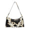 Cow Print Handbag Women PU Acrylic Chain Underarm Shoulder Bags (Beige)