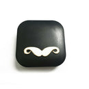 Travel Cute Cartoon Beard Contact Lens Case Eye Care Kit Holder Black Square Box