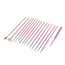 Set of 15 brushes for nail , pink H3E1
