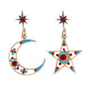 Fashion Women Star Moon Sun Crystal Charm Drop Dangle Earrings Jewelry Gift