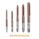 5pcs HSS M3 M4 M5 M6 M8 Spiral Thread Right Hand Tap Drill Set Hand Tools