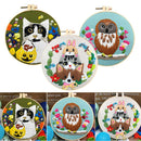 3x Pre-printed Cross Stitch Kit Fabric Needles Bamboo Hoop Tools DIY Wall Decor