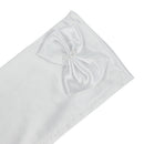 Pair Long White Satin Bow Tie Gloves for Children Weddings S E7S6
