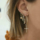 Women'S Fashion Personality Cross Crescent Starlight Earrings Stud Set New F8J8