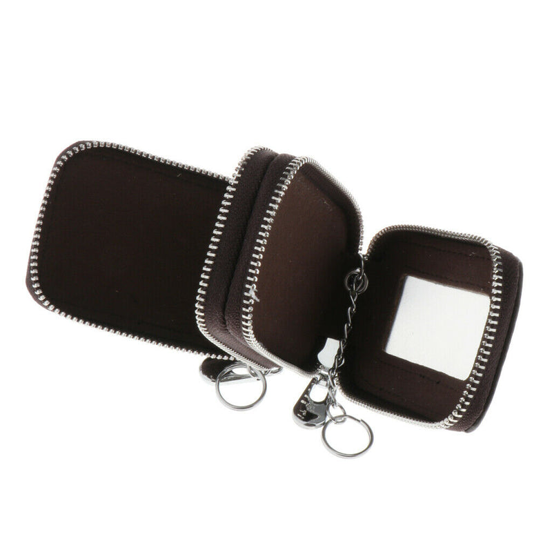 Mens PU Leather Car Key Case Key Holder Key Organizer Wallet Dark Coffee