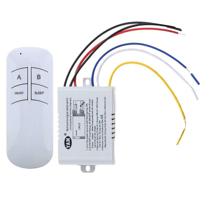 Wireless ON/OFF 3-Way 220V LED Lamp Remote Control Switch Receiver Transmitter
