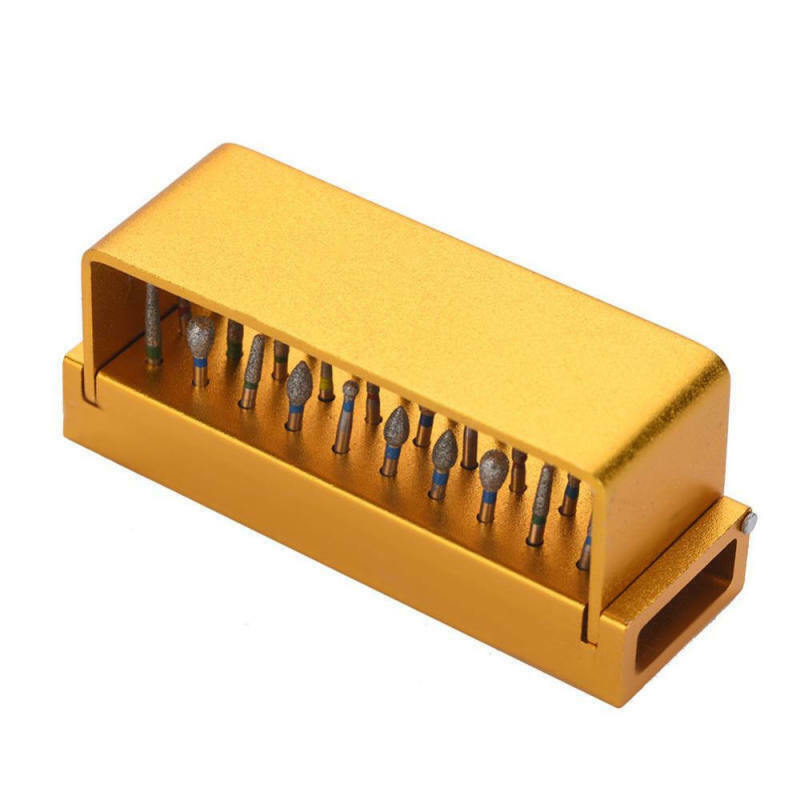 30 PCS Dental Diamond Burs Drill With Golden Dental High Speed Handpieces Holder