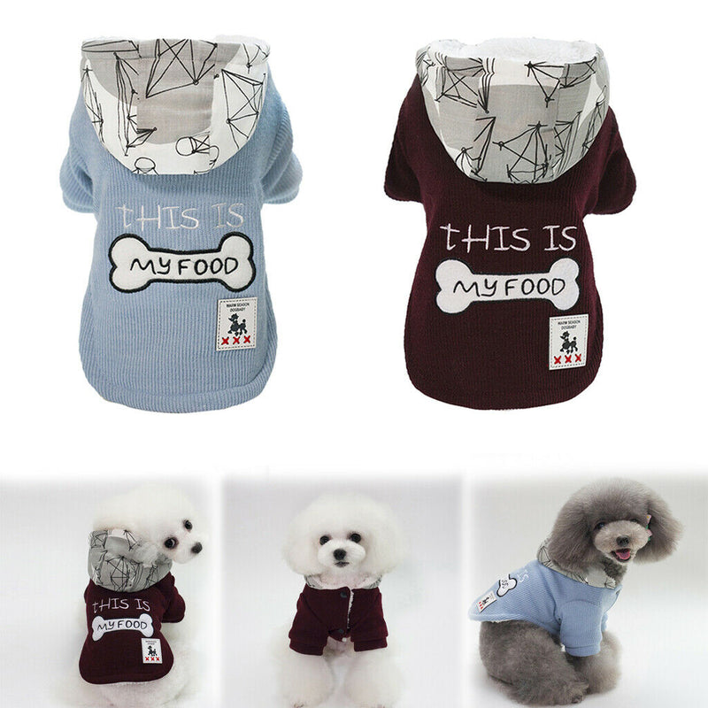 Dog Coat Hoodie Pet Winter Clothes Warm Soft for Medium Large Dogs Blue M