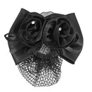 Black Polyester Bow Ribbon Metal Barrette Snood Net Bun Cover Hair Clip for N7O9