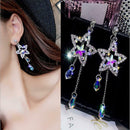 Elegant Star Dangle Earrings Women Rhinestone Ear Drop Pendant Wedding Jewelry