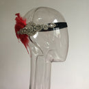 Woman Feather Fascinator Headband 1920s  Rhinestone Forehead Headdress