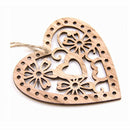 12PCS 3Styles Hollow Heart Wooden Pendants Ornaments DIY Home Wedding/Chris H5M3