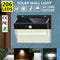 206LED Solar Motion Sensor Wall Light Outdoor Waterproof Garden Yard Street Lamp