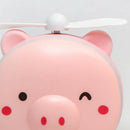 Pig Mini Makeup Mirror Cooling Fan LED Light Handheld General Purpose USB