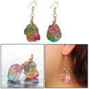 Rainbow Natural Stone Rope Wrapped Quartz Pendant Dangling Hook Earrings 2.5cm