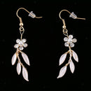 Elegant Leaf Pearls Diamante Necklace Earring Wedding Bridal Jewelry Set