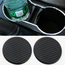 Set of 2 Black Car Auto Non-Slip Water Cup Slot Carbon Fiber Look Mat pad