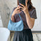 Nylon Casual Women Handbag Tote Female Solid Underarm Shoulder Bag (Blue)