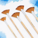 5 Pcs/Set Fan Paint Brush Set Artist for Acrylic Painting Watercolor Oil