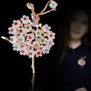 Luxury Crystal Brooch Ballerinas Dancer Breastpin Colorful Flower Alloy PlatP2Z3