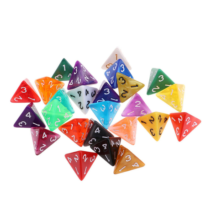 25x Plastic Dice D4 Drinking Dice for DND TRPG MTG Table Games Toys Party
