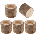 5 Pack Rustic Wooden Votive Candle Holder Tea Light Candlestick Party Ornament