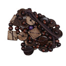 Womens Boho Layered Necklace, Wooden Geometric Beaded Pendant Necklace Ethnic