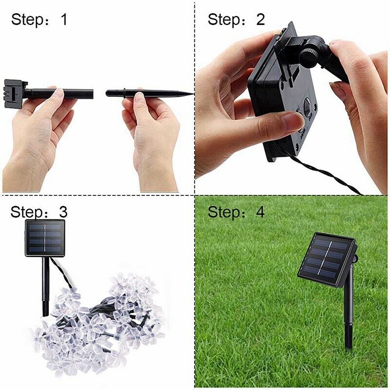 7 Meters 50 Led Solar Power Fairy String Lights Blossom Flower Lamp WaterproJ8P9