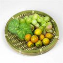 Bamboo Round Fruit Plate Handmade Storage Tray Hand Knitting Bread Basket F