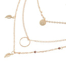 Women Multilayer Irregular Paillette Leaf Bead Chain Statement Necklace Gol L4H1