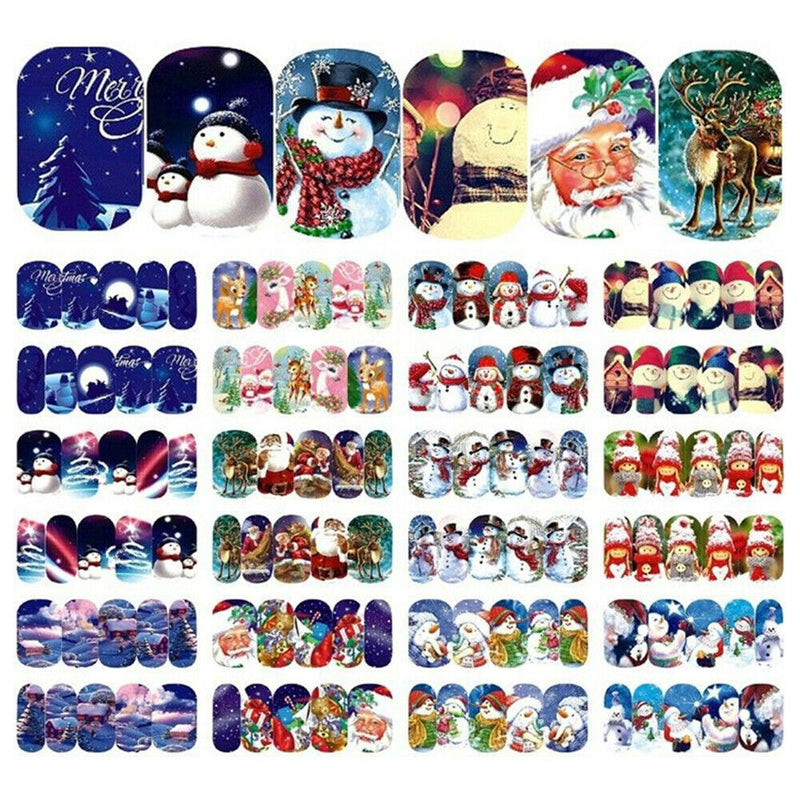 DIY Nail Art Water Transfer Stickers 12 Designs Charm Colorful Nail Wraps Kit