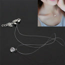 Women Transparent Fishing Line Clavicle Necklace Zircon Pendant Necklace@Z