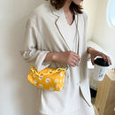 Daisy Flower Handbag Beach Women Canvas Chain Shoulder Bucket Bag (Yellow)